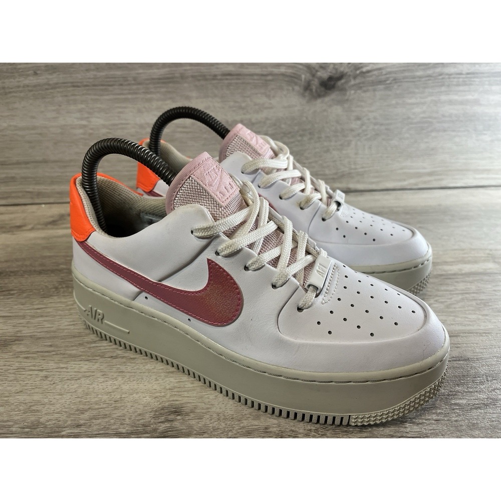 NIKE AIR‎ FORCE 1 SAGE LOW Women's Athletic Sneakers White Pink Color Size 7